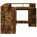 Bureau et lumières LED chêne fumé 130x130x91cm bois ingénierie