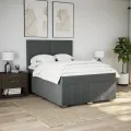 cadre de lit avec matelas Gris foncé 140x190cm Tissu