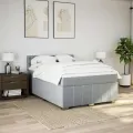 cadre de lit avec matelas Gris clair 140x200cm Tissu