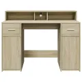 Bureau avec lumières LED chêne sonoma bois d'ingénierie