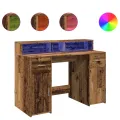 Bureau avec lumières LED vieux bois bois d'ingénierie