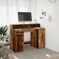 Bureau avec lumières LED vieux bois bois d'ingénierie