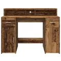 Bureau avec lumières LED vieux bois bois d'ingénierie