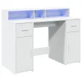 Bureau avec lumières LED blanc 120x55x91 cm bois d'ingénierie