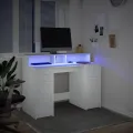 Bureau avec lumières LED blanc 120x55x91 cm bois d'ingénierie