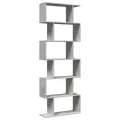 Étagère séparatrice de pièce à 6 niveaux gris béton 70x24x193cm