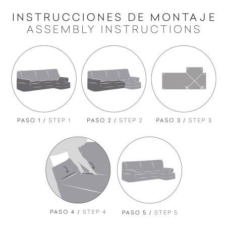 Funda para chaise longue de brazo corto izquierdo Eysa ROC Gris claro