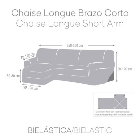 Funda para chaise longue de brazo corto izquierdo Eysa ROC Gris claro