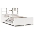Lit bibliothèque sans matelas blanc 140x200 cm bois massif