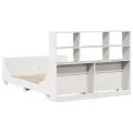 Lit bibliothèque sans matelas blanc 140x200 cm bois massif