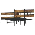 Cadre de lit en métal sans matelas chêne fumé 120x190 cm