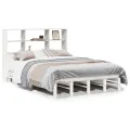 Lit bibliothèque sans matelas blanc 140x200 cm bois massif
