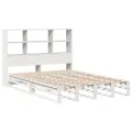 Lit bibliothèque sans matelas blanc 140x200 cm bois massif