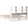 Lit bibliothèque sans matelas blanc 140x200 cm bois massif