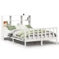 Lit bibliothèque sans matelas blanc 160x200 cm bois pin massif