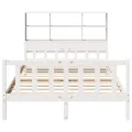Lit bibliothèque sans matelas blanc 160x200 cm bois pin massif