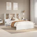 Lit bibliothèque sans matelas blanc 160x200 cm bois pin massif