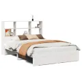 Lit bibliothèque sans matelas blanc 160x200 cm bois pin massif