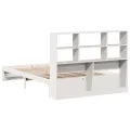 Lit bibliothèque sans matelas blanc 160x200 cm bois pin massif