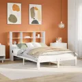 Lit bibliothèque sans matelas blanc 160x200 cm bois pin massif