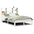 Lit bibliothèque sans matelas blanc 160x200 cm bois pin massif