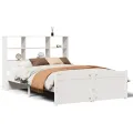 Lit bibliothèque sans matelas blanc 160x200 cm bois pin massif