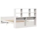 Lit bibliothèque sans matelas blanc 160x200 cm bois pin massif