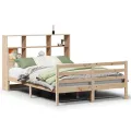 Lit bibliothèque sans matelas 140x200 cm bois massif de pin