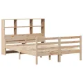 Lit bibliothèque sans matelas 140x200 cm bois massif de pin