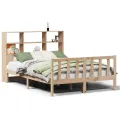 Lit bibliothèque sans matelas 140x200 cm bois massif de pin