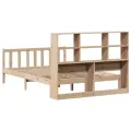 Lit bibliothèque sans matelas 140x200 cm bois massif de pin