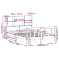 Lit bibliothèque sans matelas 140x200 cm bois massif de pin