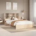 Lit bibliothèque sans matelas 140x200 cm bois massif de pin