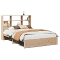 Lit bibliothèque sans matelas 140x200 cm bois massif de pin