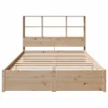 Lit bibliothèque sans matelas 140x200 cm bois massif de pin