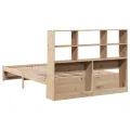 Lit bibliothèque sans matelas 140x200 cm bois massif de pin