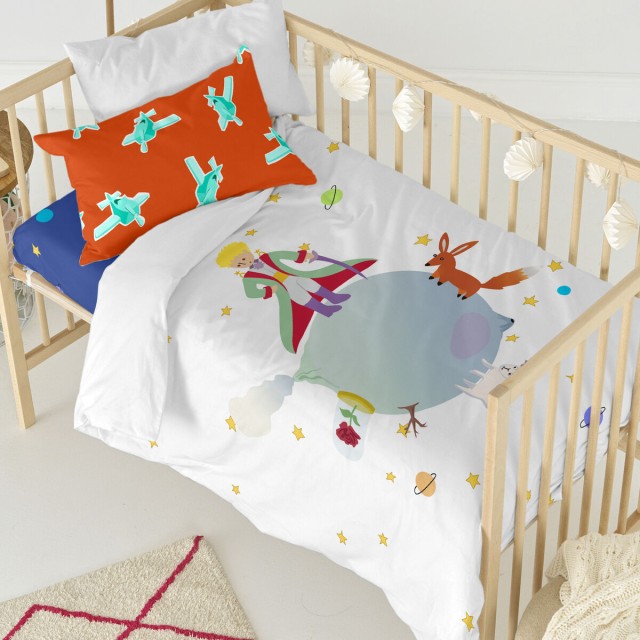 Duvet cover set HappyFriday Le Petit Prince Multicolour Baby Crib 2 Pi