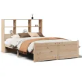 Lit bibliothèque sans matelas 120x200 cm bois de pin massif