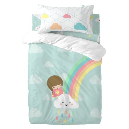 Parure de couette HappyFriday Happynois Rainbow Multicouleur Lit de b