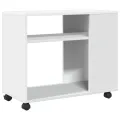 Table d'appoint avec roues blanc 70x35x60 cm bois d'ingénierie