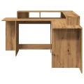 Bureau avec lumières LED chêne artisanal bois d'ingénierie