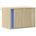 Table de chevet murale avec lumières LED chêne sonoma