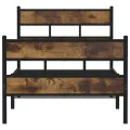 Cadre de lit en métal sans matelas chêne fumé 90x190 cm