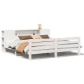 Cadre de lit sans matelas blanc 200x200 cm bois massif de pin