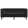 Canapé Chesterfield avec traversins 2 places noir velours