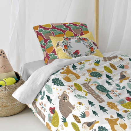 Parure de couette HappyFriday Moshi Moshi Harvestwood Multicouleur Lit