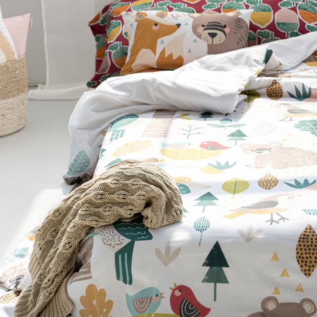 Parure de couette HappyFriday Moshi Moshi Harvestwood Multicouleur Lit