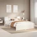 Lit bibliothèque sans matelas blanc 160x200 cm bois pin massif