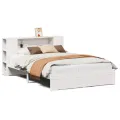 Lit bibliothèque sans matelas blanc 160x200 cm bois pin massif