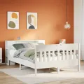 Lit bibliothèque sans matelas blanc 160x200 cm bois pin massif